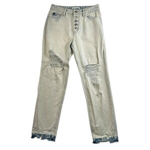 Vervet Sz 26 Flying Monkey Emma Mom Lightwash Jeans Straight Leg Denim Destroyed